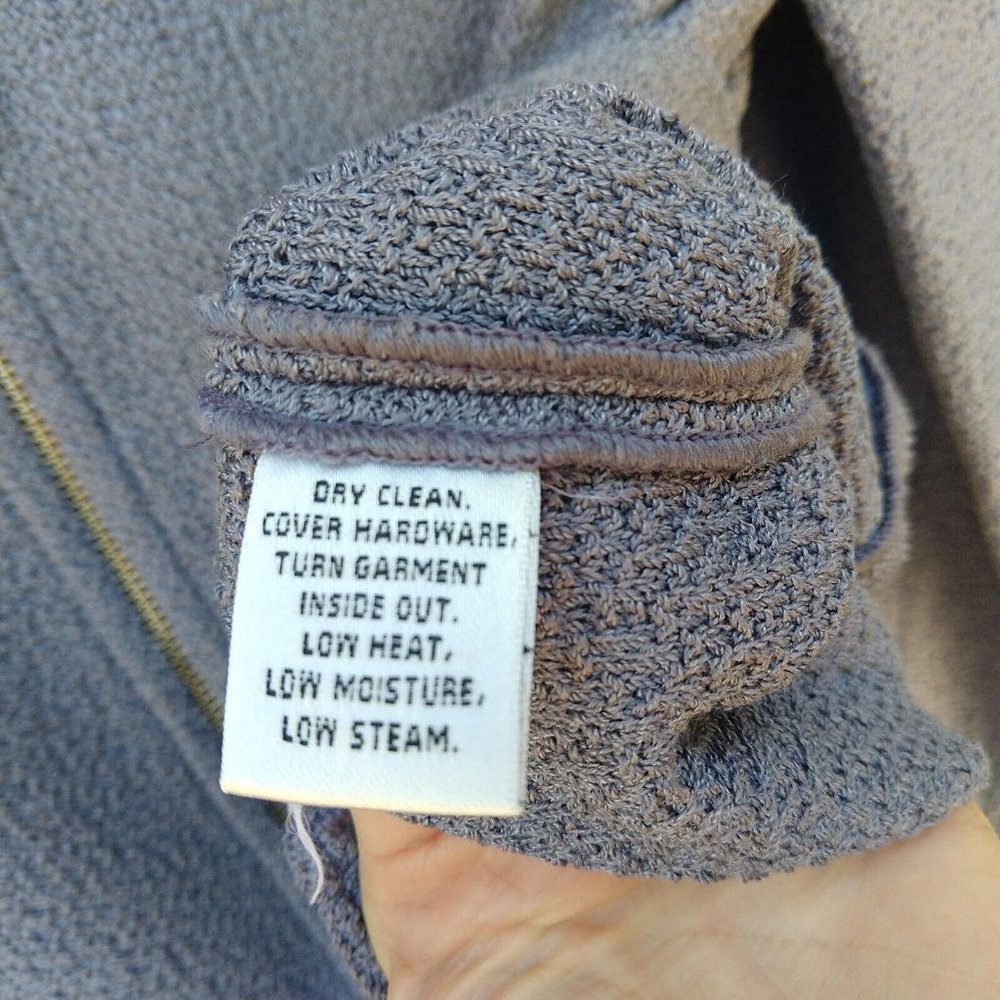 St. John Santana Knit Military Blazer Size 10 Gray Lavender Button Zip Front - Picture 9 of 10